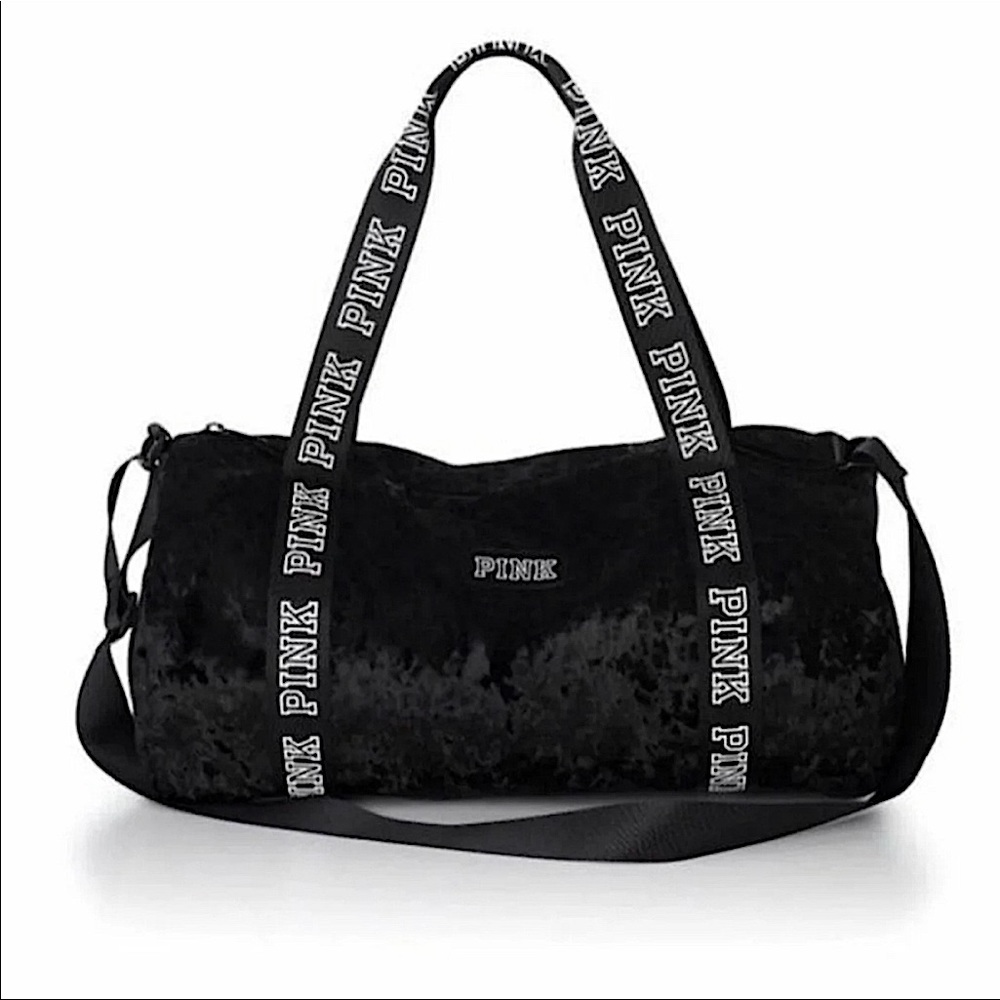 Victoria’s Secret PINK Black Velvet Sports Duffle Bag
